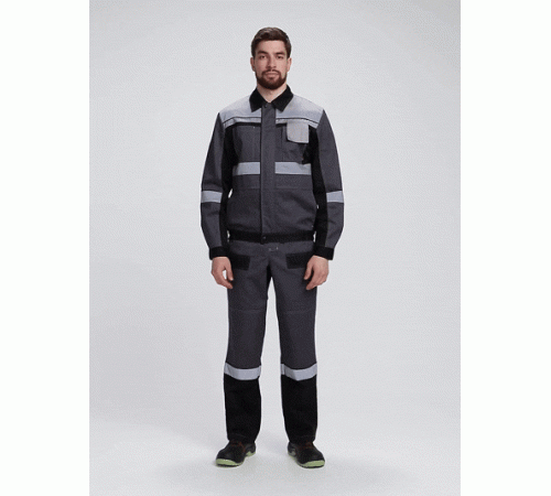 Костюм Виват-2 Премиум CH МВО (тк.Смесовая,240) п/к, т.серый/черный/св.серый