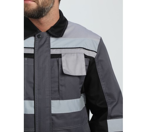 Костюм Виват-2 Премиум CH МВО (тк.Смесовая,240) п/к, т.серый/черный/св.серый