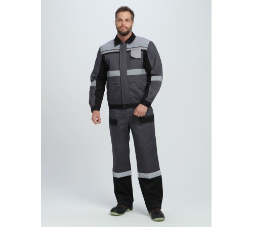 Костюм Виват-2 Премиум CH МВО (тк.Смесовая,240) п/к, т.серый/черный/св.серый