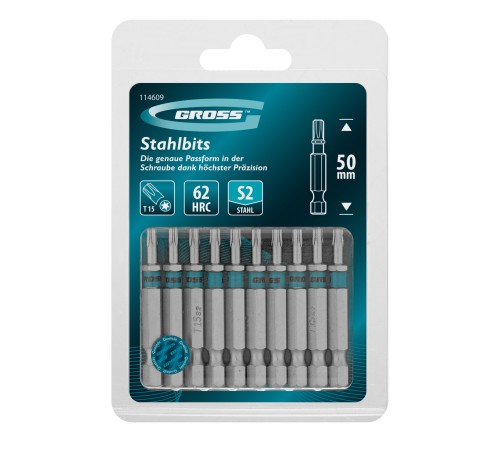 Бита Torx 15х50мм, сталь S2, шестигр., 10 шт. Gross