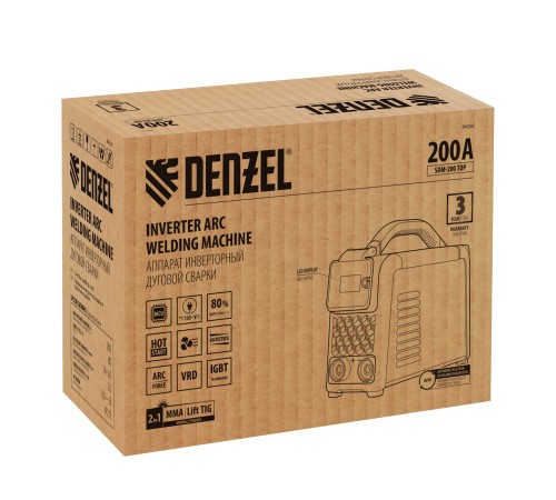Аппарат инвертор. дуговой сварки SDM-200 Top, 200 А, ПВ 80%// Denzel