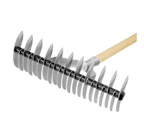 Грабли двусторонние аэраторные, стальные, зубъя 11/21шт, 340 мм, деревянный черенок, BASE Palisad