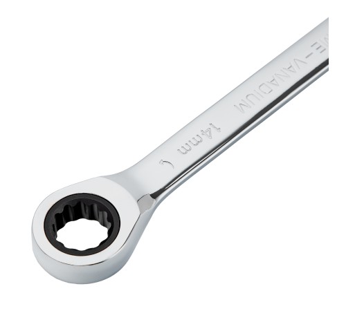 Ключ комбинированный, с трещеткой, 14 мм Denzel