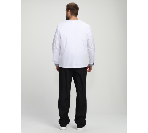 Костюм повара Шеф-2 (тк.ТиСи), белый/черный/принт-клетка