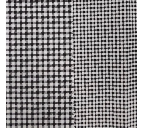 Костюм повара Шеф-2 (тк.ТиСи), белый/черный/принт-клетка