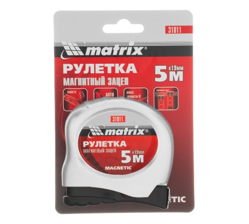 Рулетка Magnetic,5 м х 19 мм,магнитный зацеп Matrix Рулетка Magnetic,5 м х 19 мм,магнитный зацеп Matrix