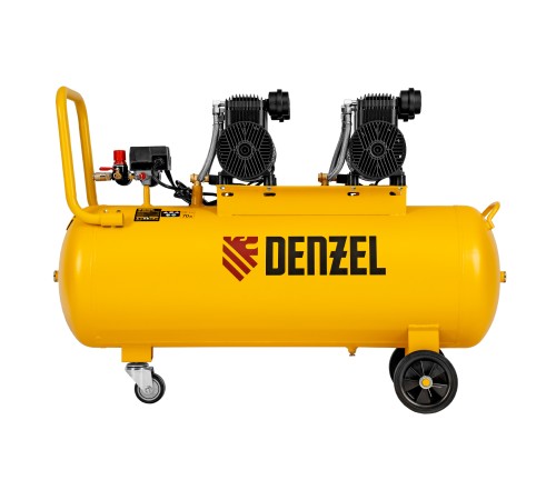 Компрессор безмасл. малошумный DLP-3000/100, 3 кВт, 2х1,5 кВт,100 л, 2850 об/мин,500 л/мин Denzel