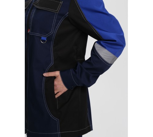 Костюм женский Формула-1 (тк.Смесовая,240) брюки, т.синий/васильковый/черный