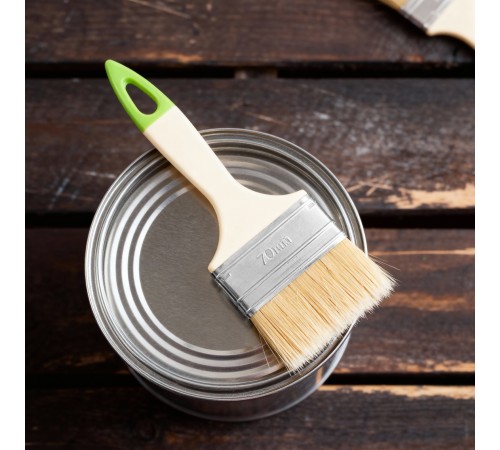 Кисть флейцевая, 70*8, натуральная щетина, пластиковая ручка, 10шт Сибртех