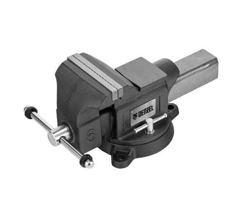 Тиски слесарные BVH-150, 150 мм, поворотные, стальная направляющая, с наковальней //Denzel