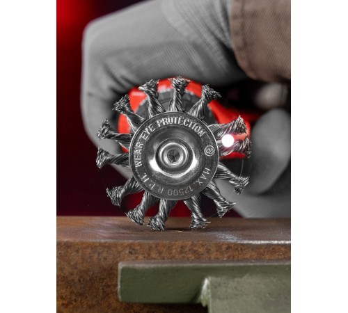 Щетка для дрели, 75 мм, плоская со шпилькой, крученая металлическая проволока Matrix