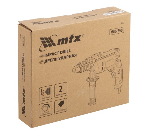 Дрель ударная MID-750, 750 Вт, 0-3000 об/мин, 0-48000 уд/мин MTX