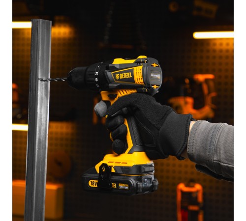 Дрель-шуруповерт аккумуляторная, бесщет. BLDL-IB-18-0, Li-Ion, 18 В Denzel