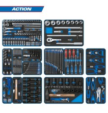 Набор инструментов 327 предметов, "ACTION", для тележки, 15 ложементов KING TONY 934-327MRVD