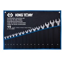Набор комбинированных ключей, 10-32 мм, чехол из теторона, 15 предметов KING TONY 12D15MRN
