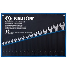 Набор комбинированных ключей, 10-32 мм, чехол из теторона, 15 предметов KING TONY 12D15MRN