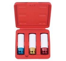 Набор ударных глубоких шестигранных головок 1/2", 17, 19, 21 мм, пластиковое покрытие, кейс,  МАСТАК 006-43C