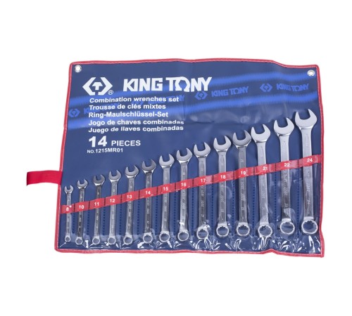 Набор комбинированных ключей, 8-24 мм, 14 предметов KING TONY 1215MR01 Набор комбинированных ключей, 8-24 мм, 14 предметов KING TONY 1215MR01