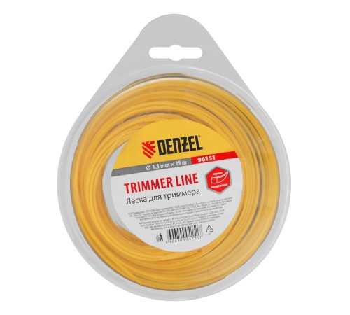 Леска для триммера квадратная, 1.3 мм х 15 м Denzel