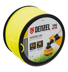 Леска для триммера витой квадрат, 4,0мм х 106м, на DIN катушке FLEX CORD Denzel