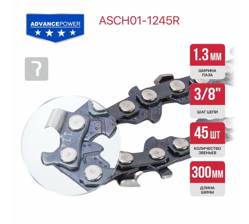 Цепь пильная для цепных пил P.I.T. ASCH01-1245R