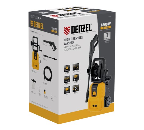 Моечная машина высокого давления R-170D, 1800 Вт, 170 бар, 380 л/ч, с барабаном// Denzel
