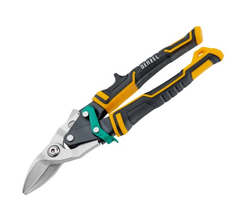 Ножницы по металлу, 270 мм, прямой и правый рез, сталь-СrMo, трехкомпонентные рукоятки Denzel