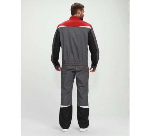 Костюм Строй-1 CH МВО (тк.Смесовая,280) брюки, т.серый/красный/черный