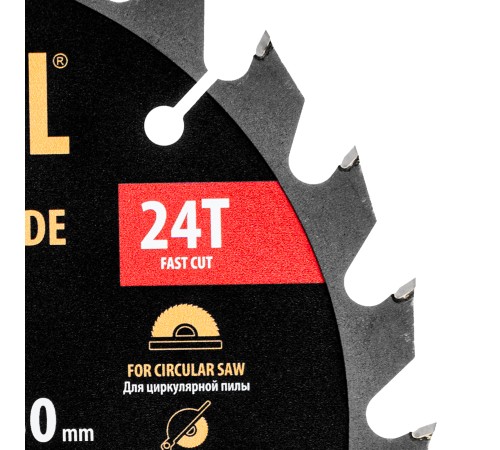 Пильный диск по дереву ф190 х 30 мм, 24 зубьев, тонкий Denzel