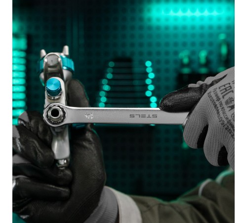 Ключ комбинированный, 14 мм, CrV, матовый хром Stels