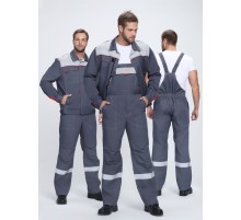 Костюм Фаворит-2 Премиум СОП (тк.Смесовая,240) п/к, т.серый/серый/красный