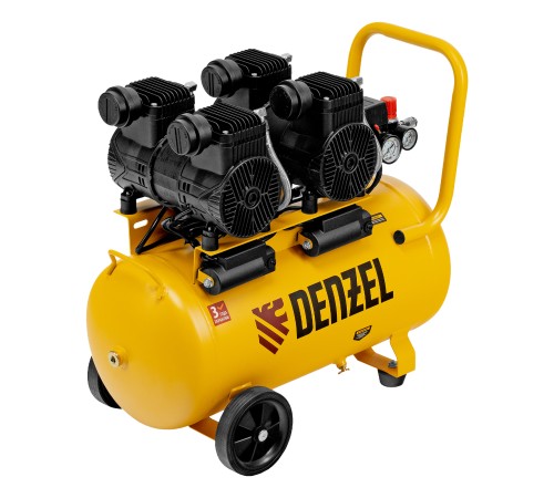 Компрессор безмасл. малошумный DLP -3000/50, 3 кВт, 2х1,5 кВт,50 л, 2850 об/мин,500 л/мин Denzel