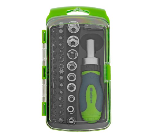 Отвертка ревер. + биты, 41 пред., PH+PZ+SL+H+T, CrV, 2к рукоятка Сибртех