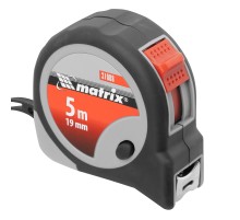 Рулетка Continuous fixation,5 м х 19 мм,двухкомпонентный корпус,плавная фиксация Matrix