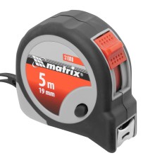 Рулетка Continuous fixation,5 м х 19 мм,двухкомпонентный корпус,плавная фиксация Matrix