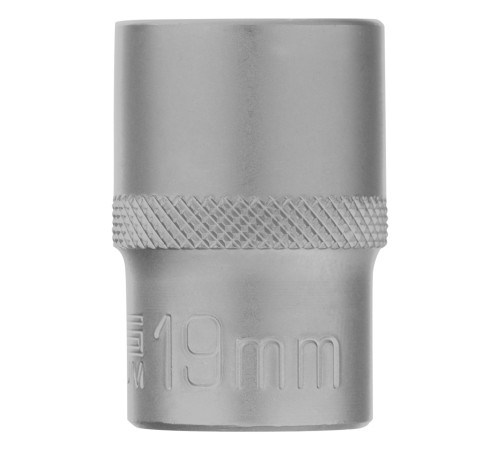 Головка торцевая, 19 мм, двенадцатигранная, CrV, под квадрат 1/2, хромированная Stels