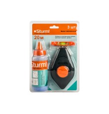 Шнур разметочный 20 м, меловой порошок синий, уровень Sturm! Шнур разметочный 20 м, меловой порошок синий, уровень Sturm!