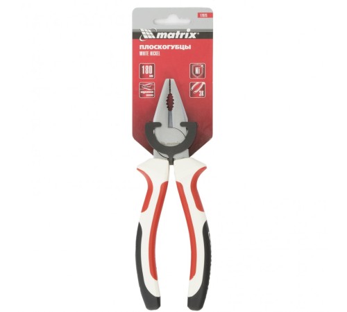 Плоскогубцы WHite Nickel, 180 мм, никелированные, трехкомпонентные рукоятки Matrix