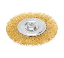 Щетка для УШМ, 150 мм, М14, плоская, латунированная витая проволока Matrix