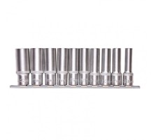 Набор удлиненных торцевых головок 1/2", шестигранные, CrV, 10 шт, 10-22 мм Stels