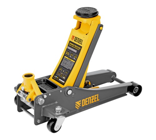 Домкрат гидравлический подкатной, 2,5 т, 85-430 мм, быстрый подъем, низкий подхват, проф. Denzel