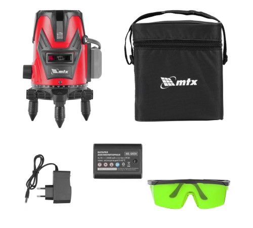 Лазерный уровень MXL GREEN, 30 м, зеленый луч, акк. Li 2400 mAh, сумка, резьба 5/8" MTX