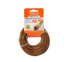 Леска для триммера, d=3.0 мм, l=15 м, квадрат усилен., оранж./черн. Sturm!