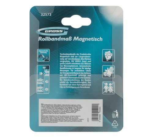 Рулетка Magnetisch 8 м х 25 мм,обрезиненный корпус,автоматическая фиксация,Нейлоновое покрытиеытие,зацеп с магнитом Gross Рулетка Magnetisch 8 м х 25 мм,обрезиненный корпус,автоматическая фиксация,Нейлоновое покрытиеытие,зацеп с магнитом Gross