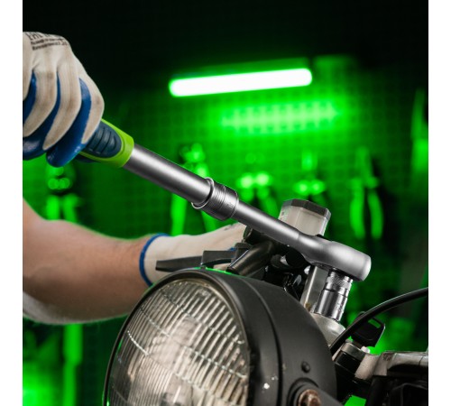 Ключ-трещотка телескопический 1/2", 300-430 мм, 72 зуба, с быстрым сбросом Сибртех