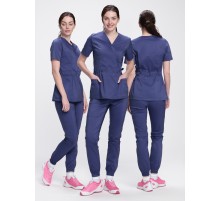 Костюм женский хирургический Модерн-004 (тк.Стрейч,120) MedLine, т.синий