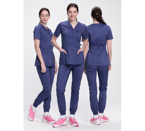 Костюм женский хирургический Модерн-004 (тк.Стрейч,120) MedLine, т.синий