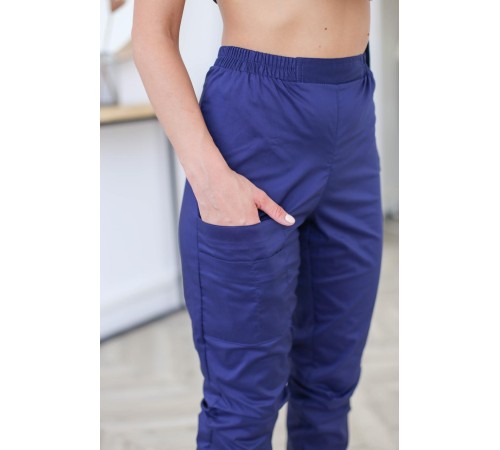 Костюм женский хирургический Модерн-004 (тк.Стрейч,120) MedLine, т.синий