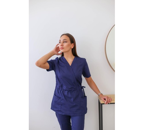 Костюм женский хирургический Модерн-004 (тк.Стрейч,120) MedLine, т.синий