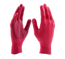 Перчатки Нейлон, ПВХ точка, 13 класс, цвет розовая фуксия, L